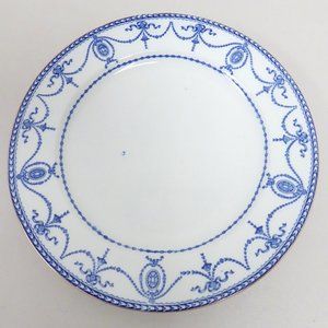 ADAMS WOOD & SONS SEMI PORCELAIN flow blue white antique dinner plate 10"